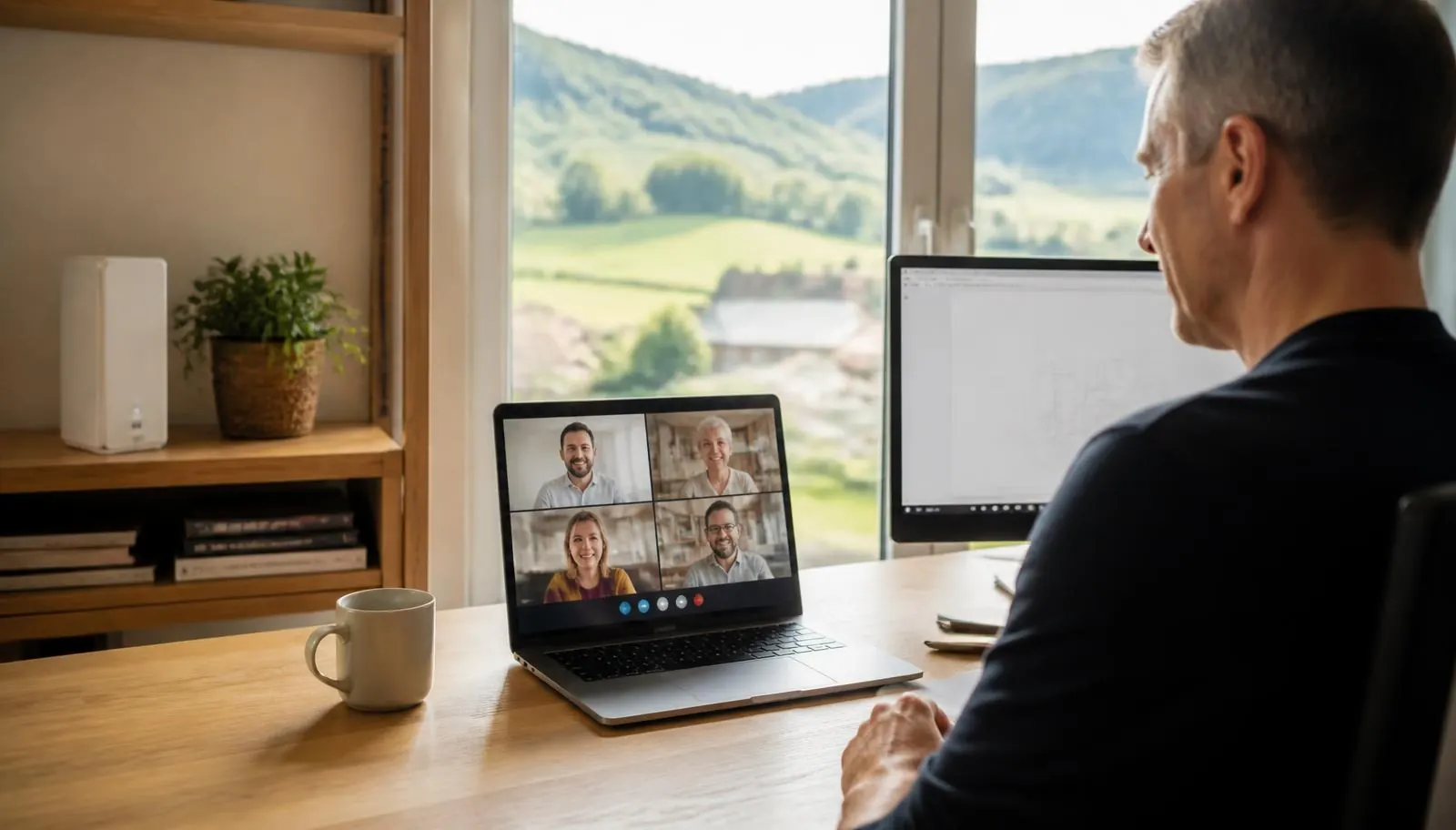 Homeoffice Arbeitsplatz mit stabiler Glasfaser-Internetverbindung